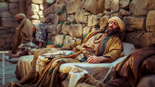 The Evangelical Paralyzed Sick In Jerusalem at the Pool of Bethesda. For evangelical Christian publications