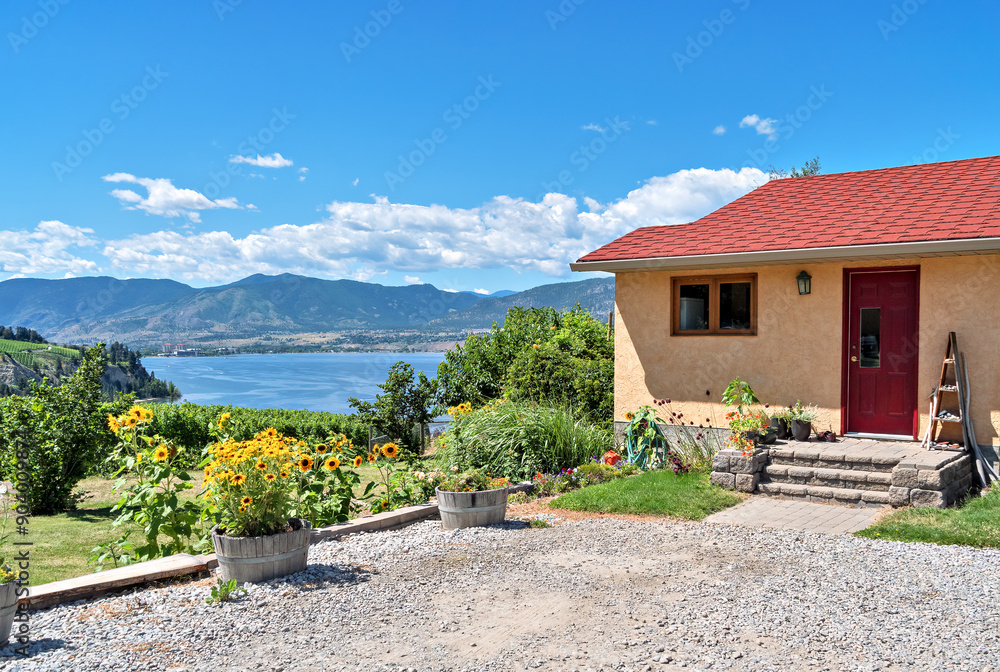 Residential house with beautiful overview of the lake and mountains Residential house with beautiful overview of the lake and mountains