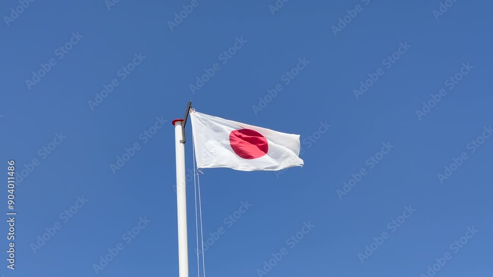 Japan flag waving at sunset. High quality 4K footage Japan flag waving at sunset. High quality 4K footage