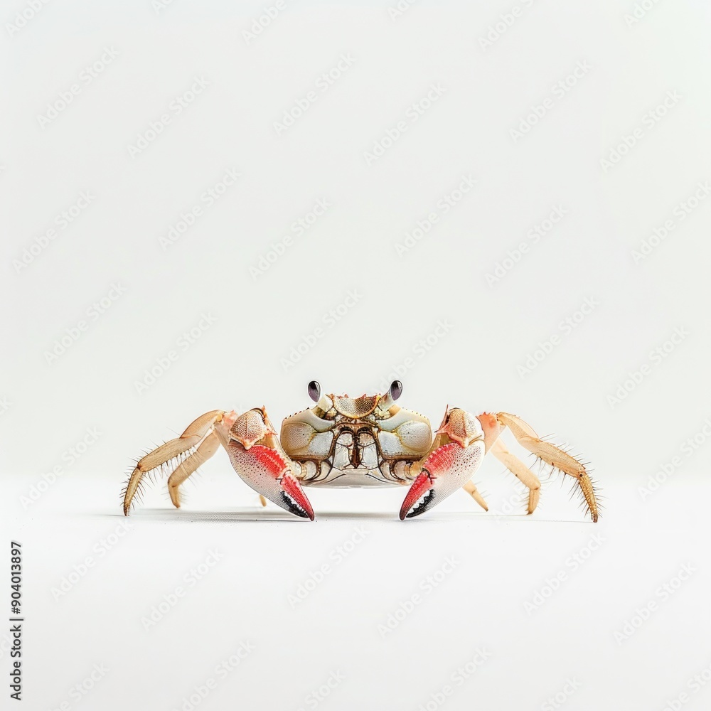 Fototapeta premium Medium shot of swimmer crab, isolated on a white background, bright and vivid tonality 