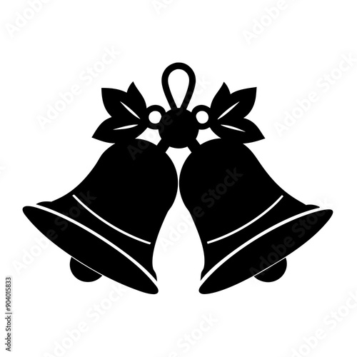 christmas bells black silhouette vector  illustration