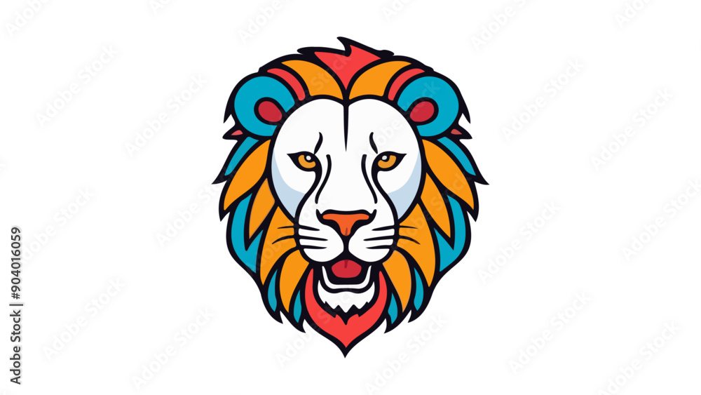 head of a lion with colorful fur illustration head of a lion with colorful fur illustration