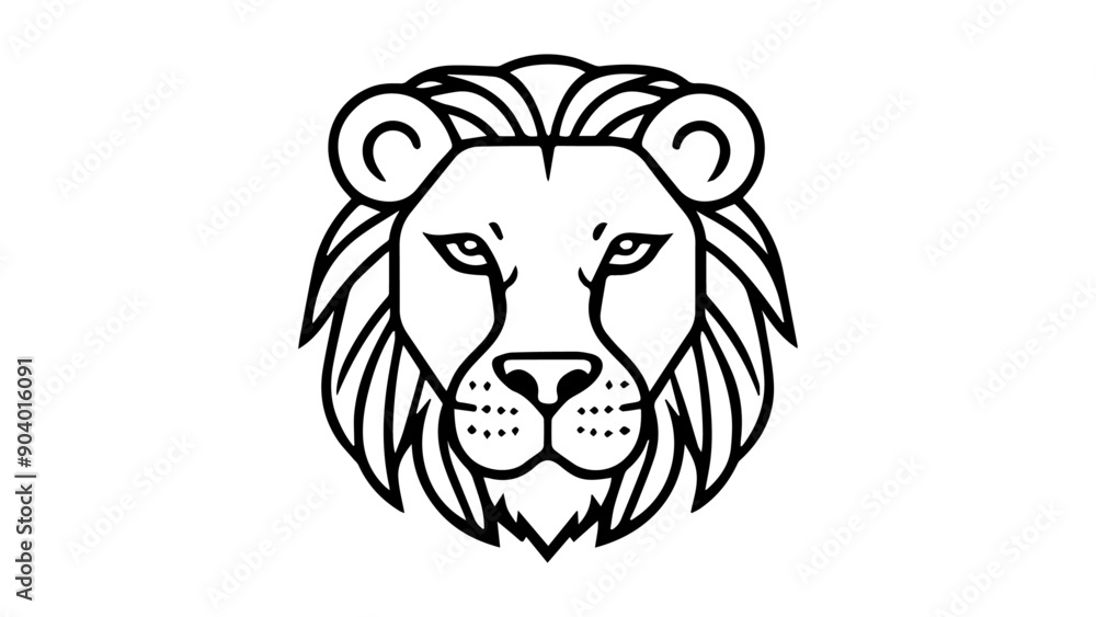 serious portrait of a lion face in vector outline shape serious portrait of a lion face in vector outline shape