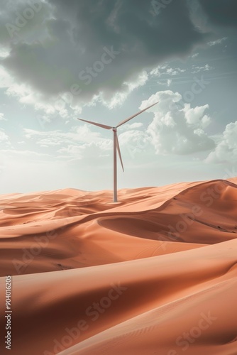 An industrial wind farm generates electricity in the desert.