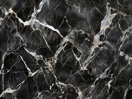 Wallpaper Mural Black marble texture with white and gold veins. Seamless pattern. Torontodigital.ca