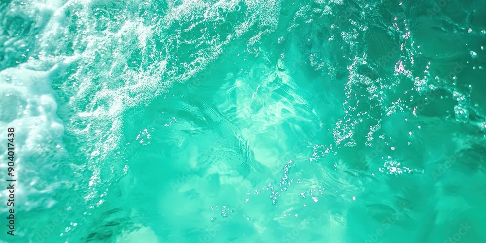 Fototapeta premium turquoise water surface, water in the pool, cyan water texture of the ocean sea
