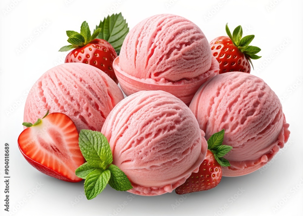 Collection of PNG. Strawberry ice cream ball isolated on a transparent background. Collection of PNG. Strawberry ice cream ball isolated on a transparent background.