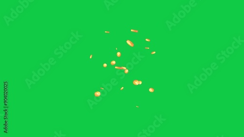 Jumping Gold: Cartoon Coins Drop, Green Screen

