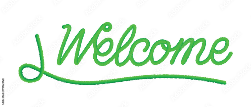Welcome green inscription stylized with grass, isolated on a white background. Welcome green inscription stylized with grass, isolated on a white background.