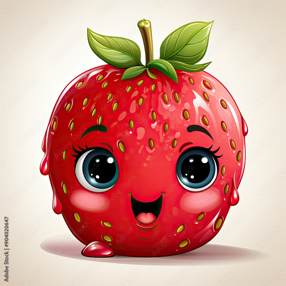 Obraz premium Watercolor Strawberry, clipart Illustration, Generative Ai