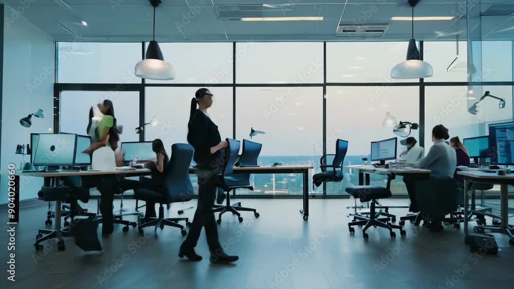 Busy Modern Office: Time Lapse of Young Professionals at Work Busy Modern Office: Time Lapse of Young Professionals at Work