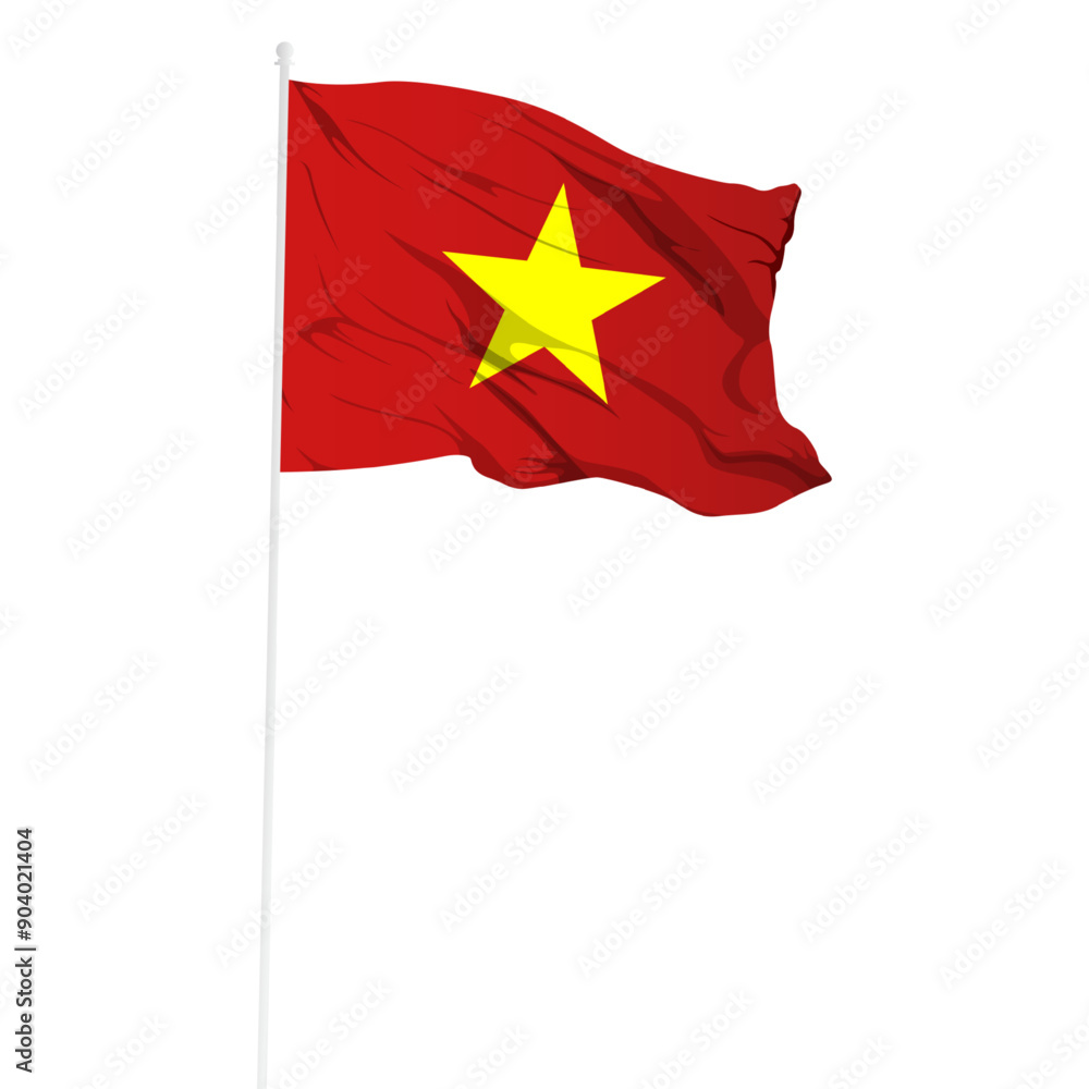Vector illustration of wavy Vietnam flag on transparent background Vector illustration of wavy Vietnam flag on transparent background