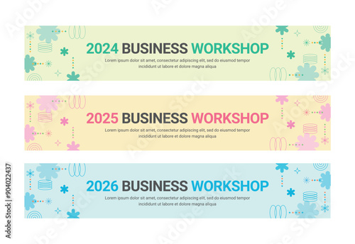 Set of business banner design templates in modern, abstract pattern style for schools, companies, workshops, events and presentations. 
