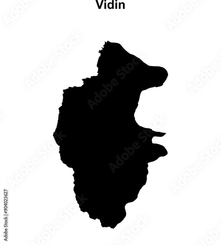Vidin province blank outline map
