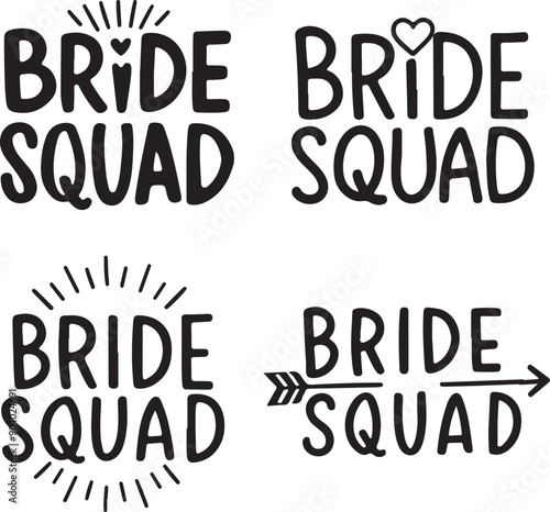 Bride Squad Sayings Vector Set