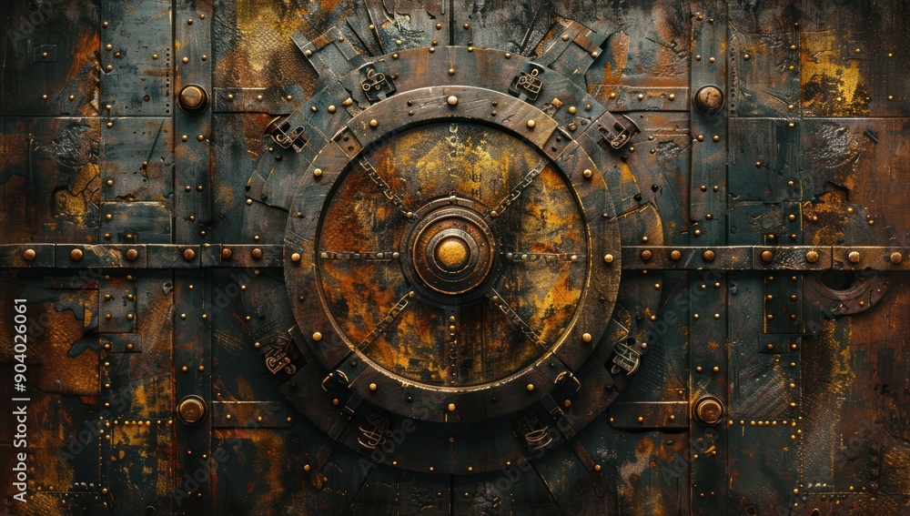 Fototapeta premium Steampunk-Inspired Metal Door