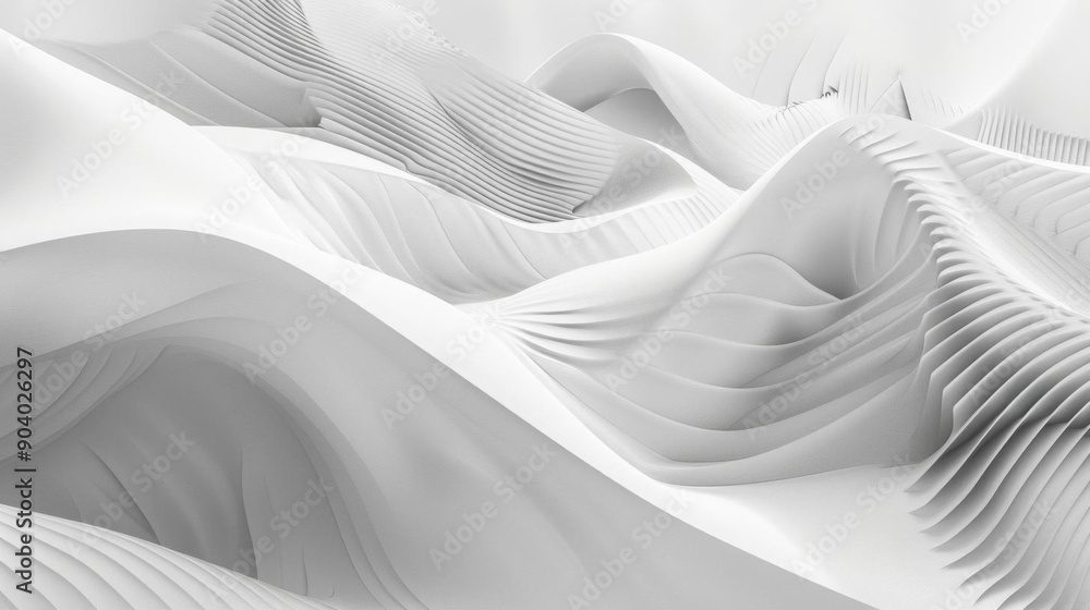 Obraz premium Abstract white wavy background with 3D effect.
