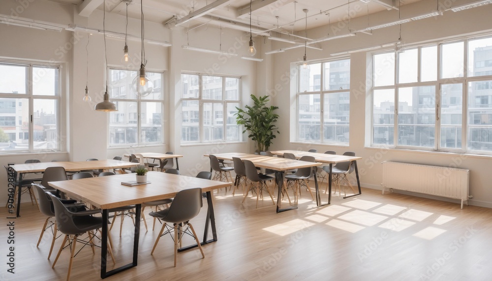 Bright and airy co-working space with natural light and modern fixtures
Bright and airy co-working space with natural light and modern fixtures