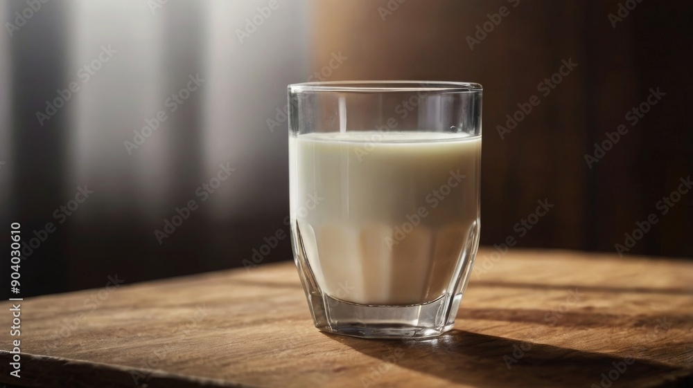 A refreshing glass of milk sits on a rustic wooden table, illuminated by soft natural light, creating a cozy and inviting atmosphere. A refreshing glass of milk sits on a rustic wooden table, illuminated by soft natural light, creating a cozy and inviting atmosphere.