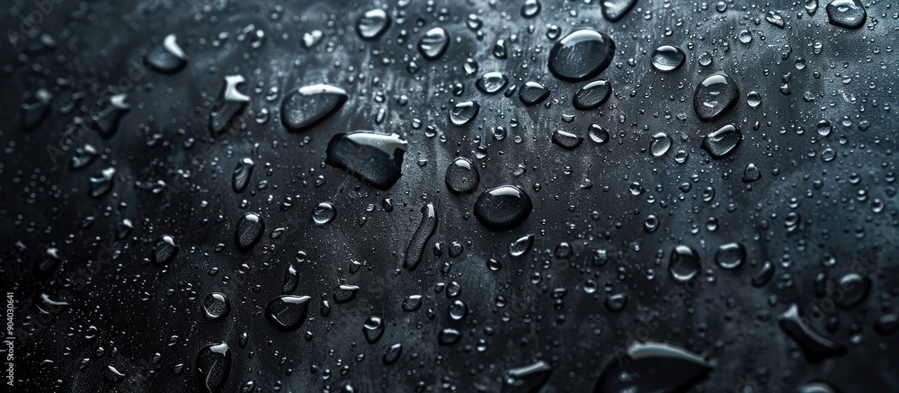 Dark backdrop with water droplets highlighting the water droplets concept against a copy space image Dark backdrop with water droplets highlighting the water droplets concept against a copy space image