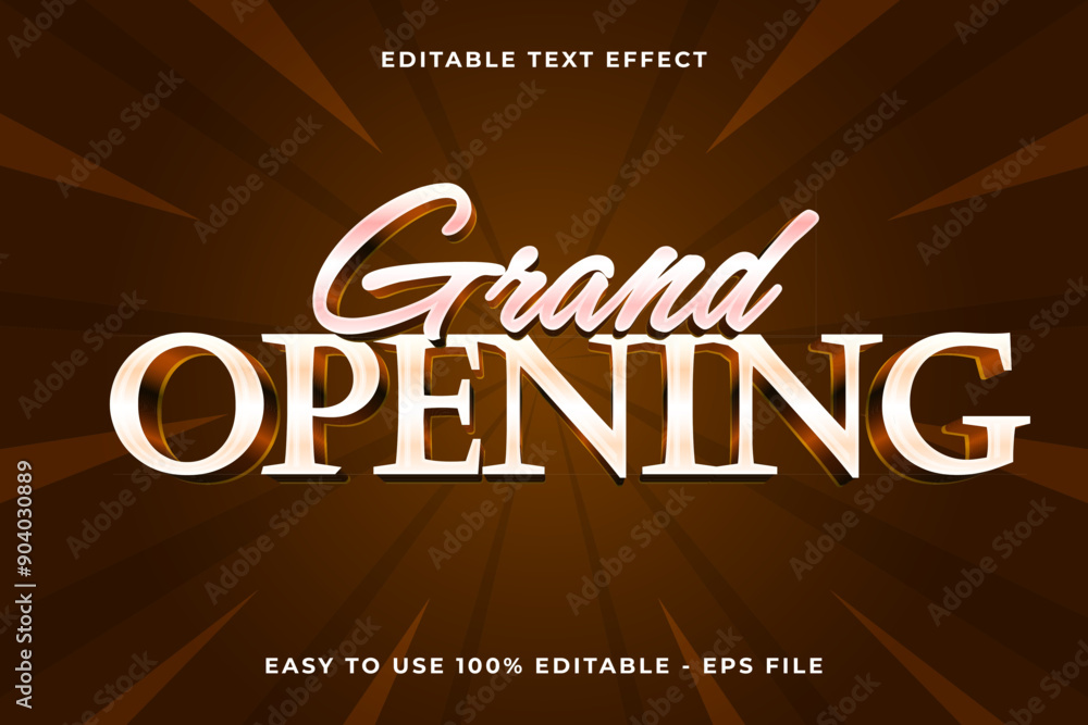 Editable text effect grand opening 3d glossy template style trendy vector Editable text effect grand opening 3d glossy template style trendy vector