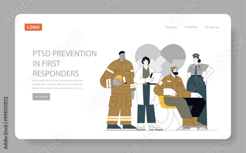 PTSD Prevention in First Responders. Flat Vector Illustration