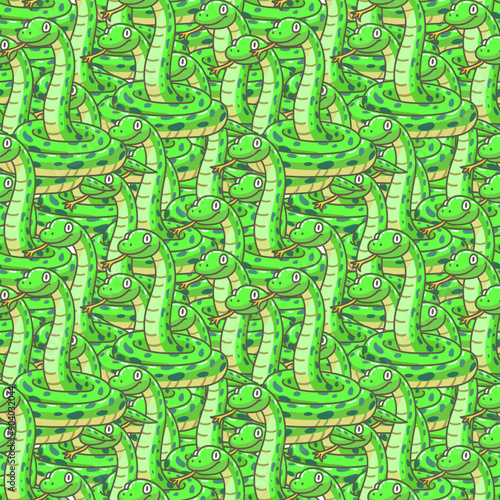 Hand drawn snake pattern, viper, python, anaconda, boa constrictor, cobra, seamless pattern, fabric, textile, wrapping paper, cover, banner, interior decor, vector,