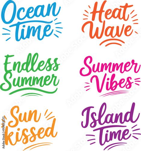 Summer Sayings Vector Set