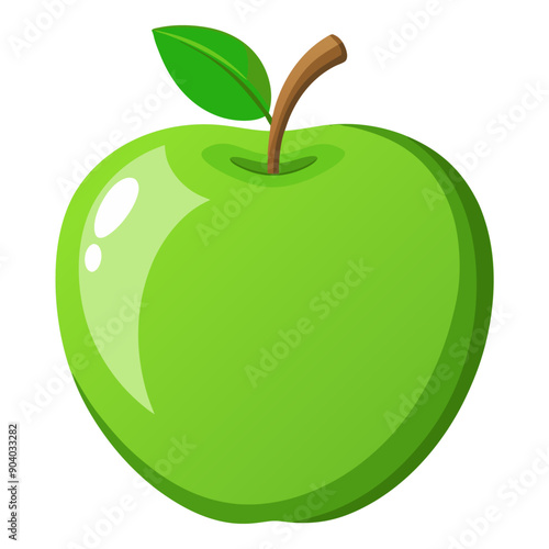 green apple colorful fruit. Modern abstract flat style. Natural tropical fruit. Vector illustration