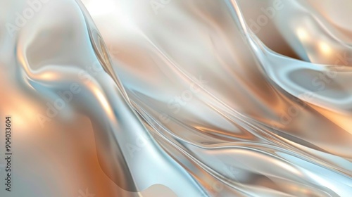 Abstract, iridescent, liquid, fluid, flowing, waves, silver, gold, texture, background, graphic, design