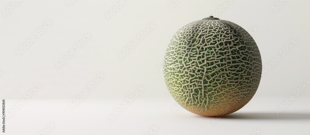 A melon displayed against a white backdrop providing ample copy space image A melon displayed against a white backdrop providing ample copy space image