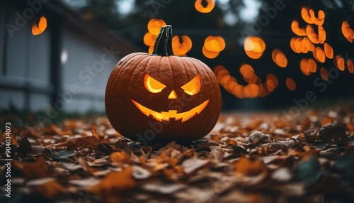 halloween pumpkin in the garden