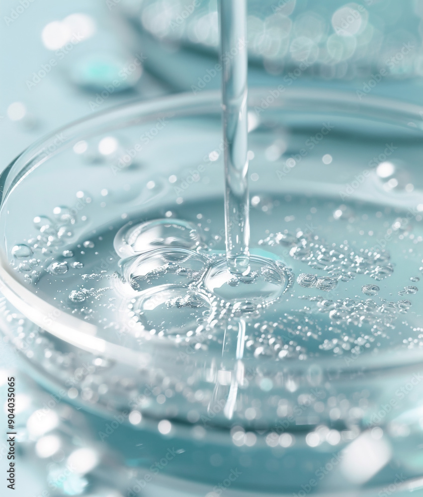 Close-up of facial serum in Petri dish Close-up of facial serum in Petri dish