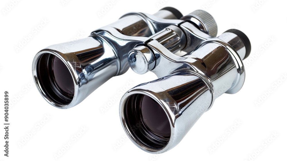 Chrome binoculars on transparent background Chrome binoculars on transparent background