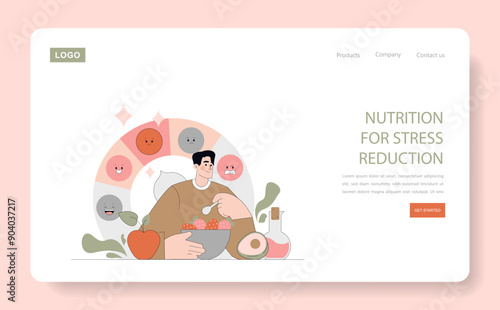 Nutrition And Mental Health. Flat Vector Illustration