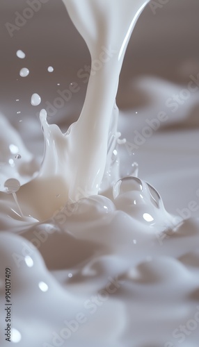 Close-up of milk splash, capturing dynamic liquid motion and fluid texture, perfect for food and beverage commercials.