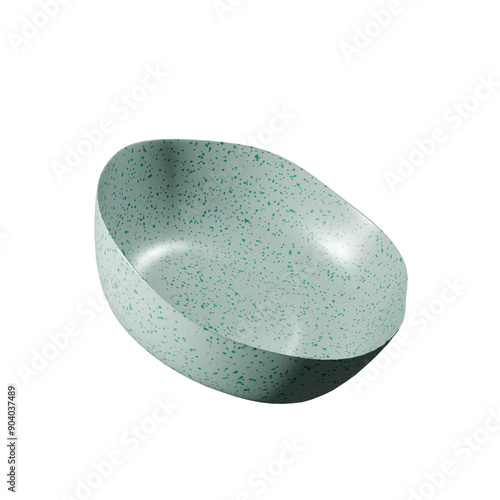 Green 3D modeled bowl Wabi-Sabi style - Position 5