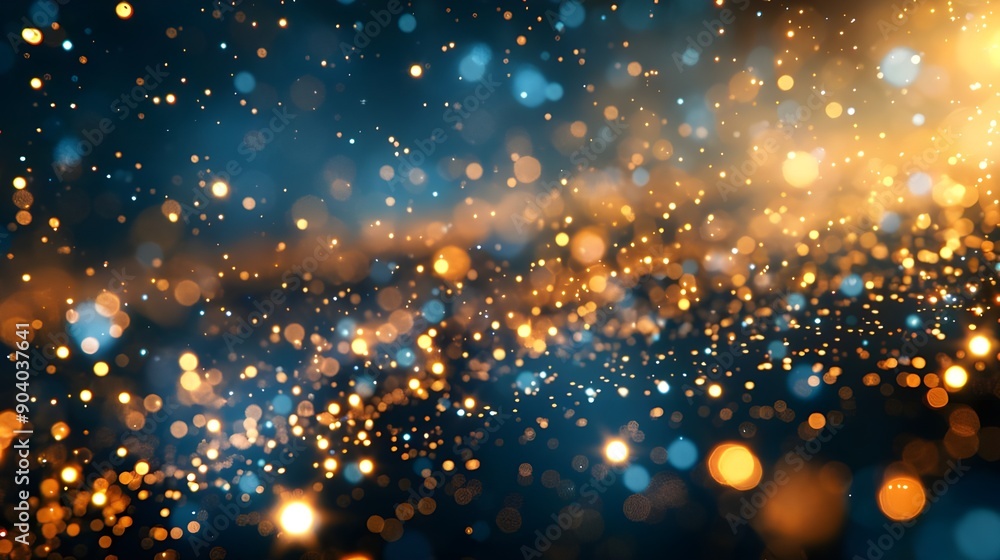Obraz premium abstract blue and gold background with particles