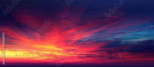 Romantic summer sunset with a colorful sky featuring hues of red orange yellow and purple over dark blue creating a picturesque twilight setting with a copy space image