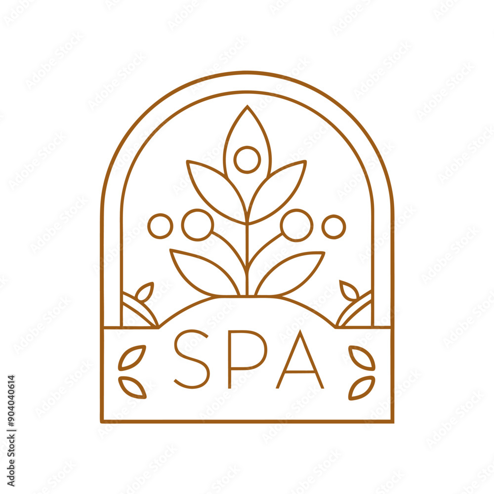 Fototapeta premium Monoline Logo leaf for your SPA logo, meditation logo, relaxation