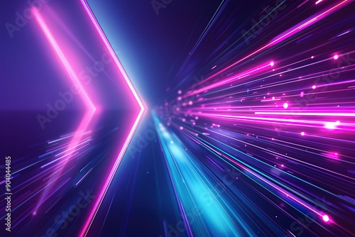 Arrow representing speed and direction of fiber optics cable and network. Ai generative