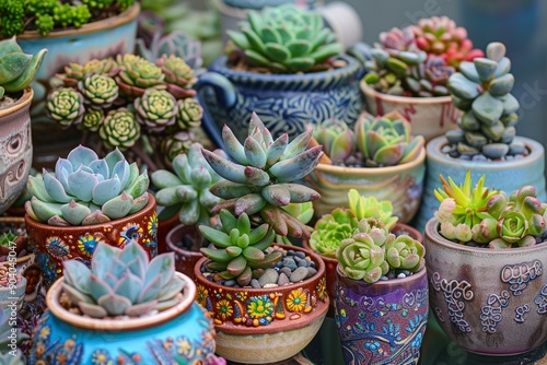 Close-up image of a succulent plant, showcasing its detailed, fleshy leaves. Perfect for themes of nature, minimalism, and indoor gardening photo