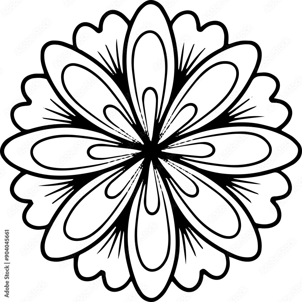 Abstract ornamental flower design element. Mandala style flower symmetric illustration. Abstract ornamental flower design element. Mandala style flower symmetric illustration.