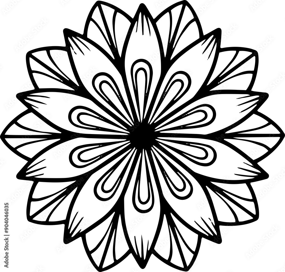 Abstract ornamental flower design element. Mandala style flower symmetric illustration. Abstract ornamental flower design element. Mandala style flower symmetric illustration.
