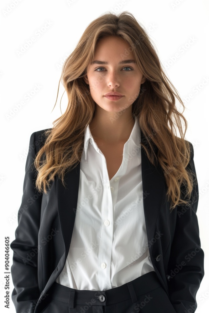 A businesswoman wearing formal suit isolated created with Generative AI A businesswoman wearing formal suit isolated created with Generative AI
