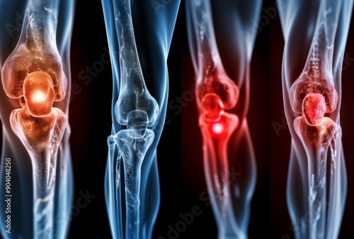 Common Causes of Knee Pain: Medical Conditions, Arthritis, Gout, Infections, Sprains, Strains, Overuse, Meniscus Tears, and Ligament Injuries in Medical Imaging. photo