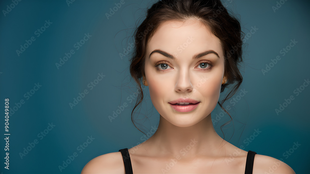 Close up portrait of a beautiful and captivating young woman with striking features Close up portrait of a beautiful and captivating young woman with striking features