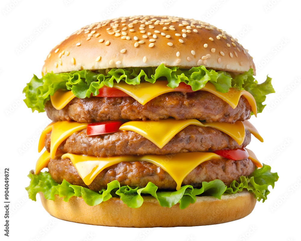 Delicious Jumbo Hamburger With Double Cheese and Beef Delicious Jumbo Hamburger With Double Cheese and Beef