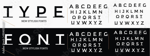 Architect logo alphabet, bold creative letters, unique architectural font for modern elegant logo, stylish minimalist headline, futuristic typographic design. Vector typeset.