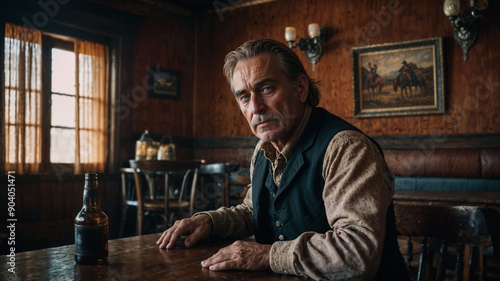 Wallpaper Mural Man sitting in an old western saloon. Torontodigital.ca